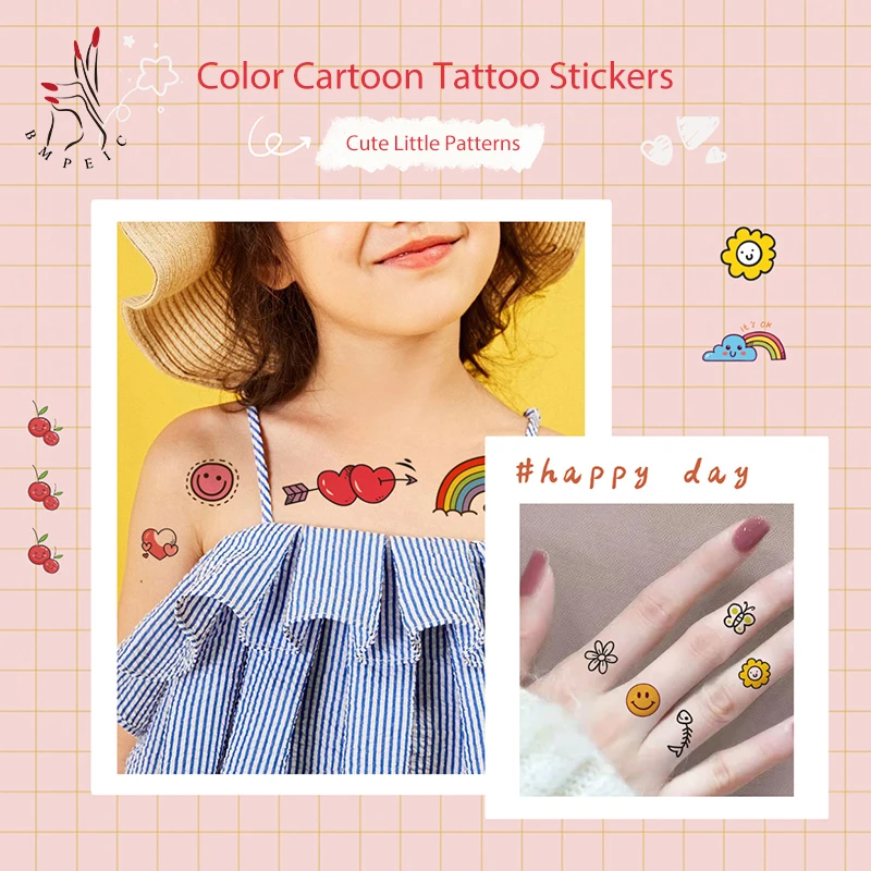 

3D Children Tattoo Colorful Rainbow Expression Sticker Face Hand Lovely Body Art Temporary Waterproof DIY Fresh Cute Valentine's