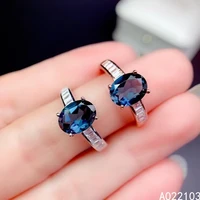 kjjeaxcmy fine jewelry 925 sterling silver inlaid natural london blue topaz chinese style fashion luxury womens oval gem ring s