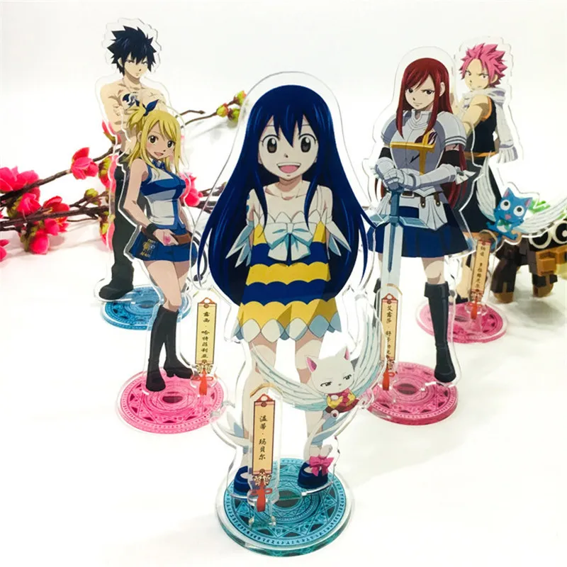 Аниме «FAIRY TAIL», «Нацу Люси Эрза серый Венди акриловая подставка Рисунок Хэллоуин Косплэй настольная подставка в виде фигурки Подарочный аксессуар для автомобиля