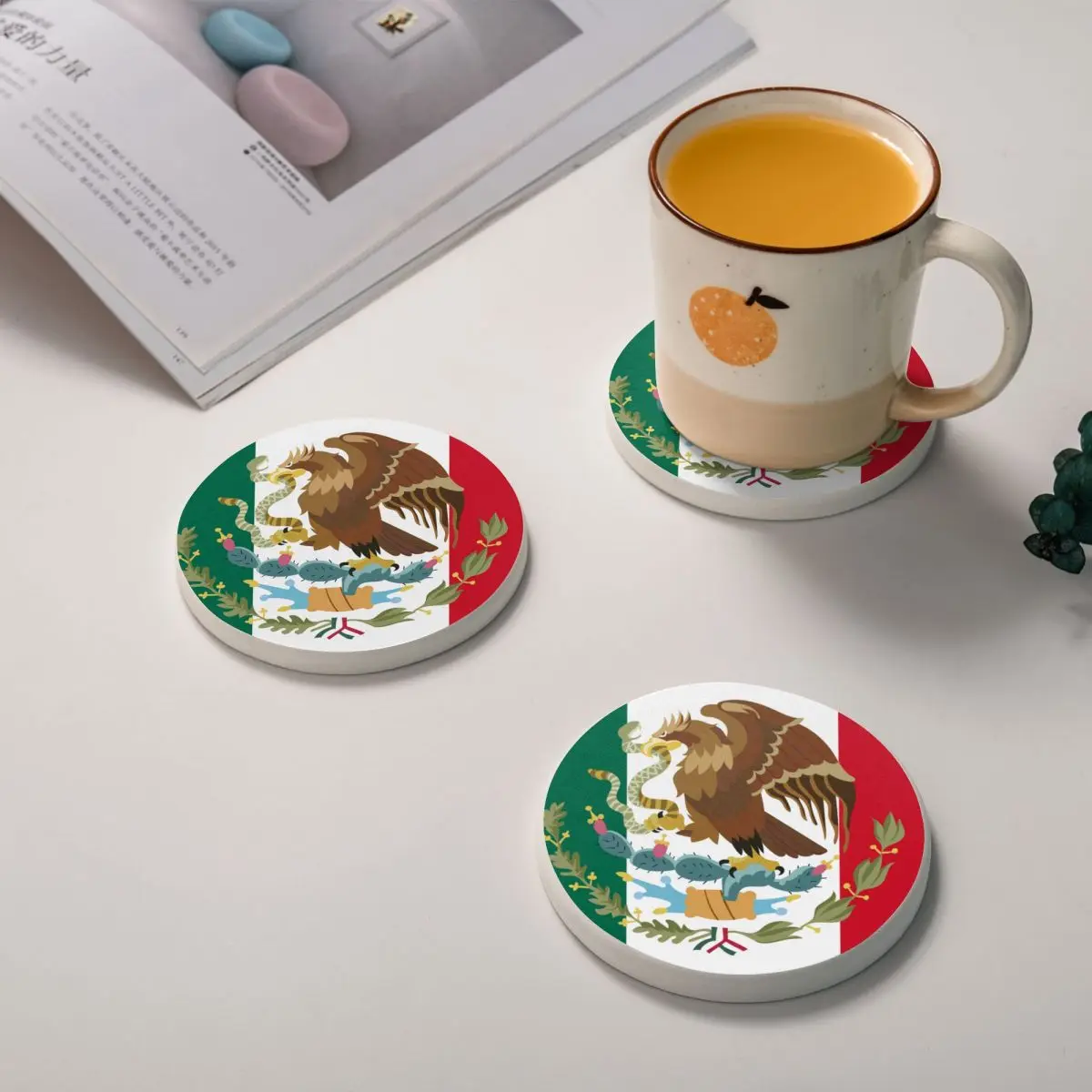 Фон с мексиканским флагом 4 упаковки подставок чашка кофе держатель для напитков