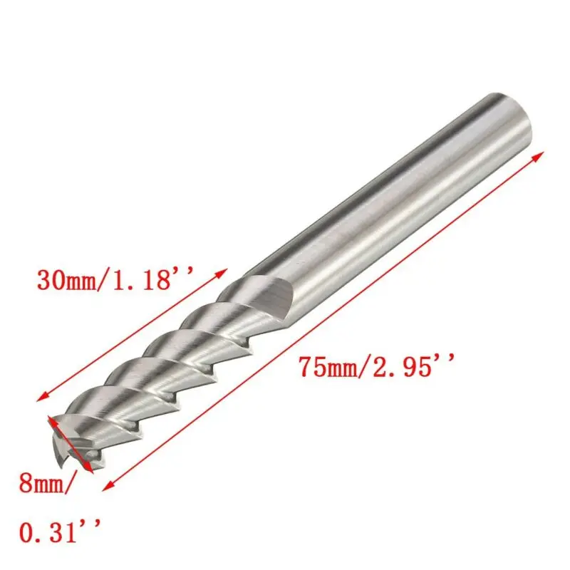 

HRC50 8mm Diameter End Mill 3 Flutes For Aluminum Milling Solid Carbide Tools