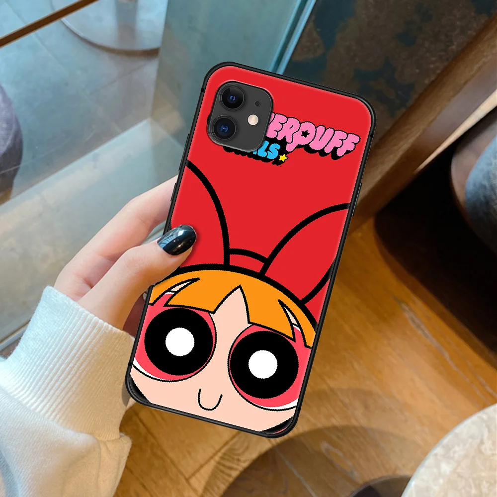 

Cute Powerpuff Cartoon Girl Phone Case For iPhone 5 5S SE 2020 6 6S 7 8 Plus 11 12 Mini X XS XR Pro Max black Prime 3D Cover
