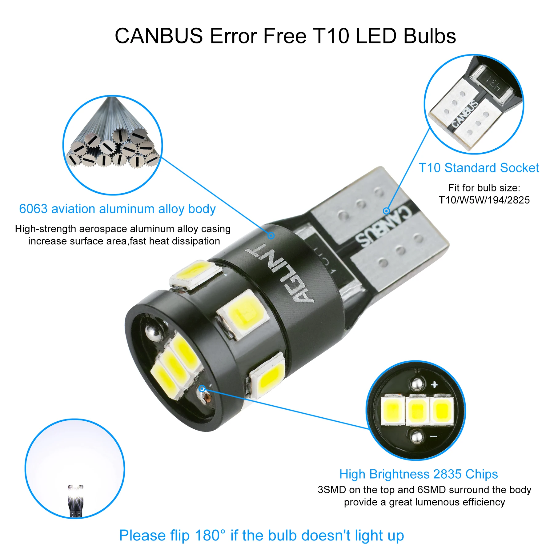 Светодиодная CAN шина AGLINT T10 W5W 10 шт. без ошибок для 194 168 2825 9 SMD 2835 автомобильного