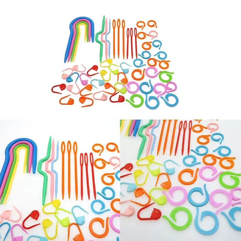 

53Pcs Plastic Crochet Hooks Stitch Markers Counter Knitting Needles Set DIY Craft Household Crossstitch Tool Sewing Accessories
