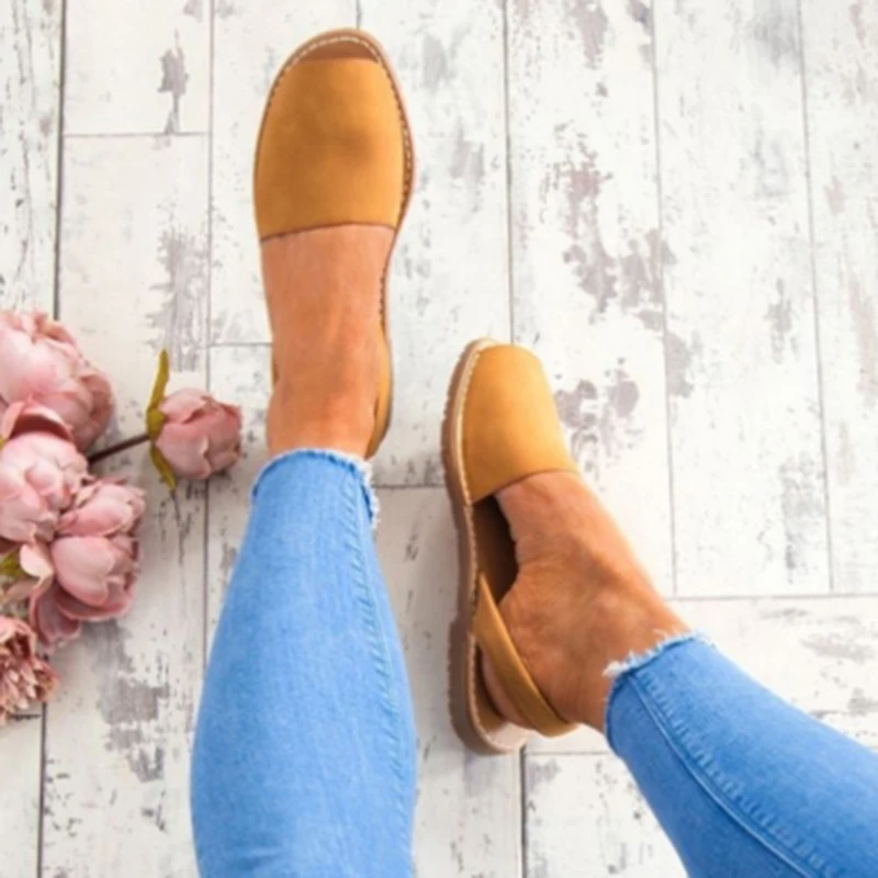 

Plus Size 35-43 Women Sandals Summer Shoes Woman Peep Toe Flat Sandals Back Strap 2021 Summer Sandals Low Heels Zapatos Mujer