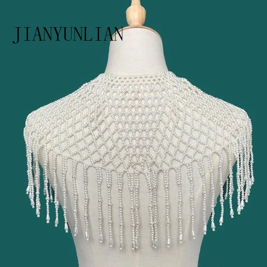 Элегантная королевская Свадебная шаль с жемчужинами и бусинами свадебная ручной