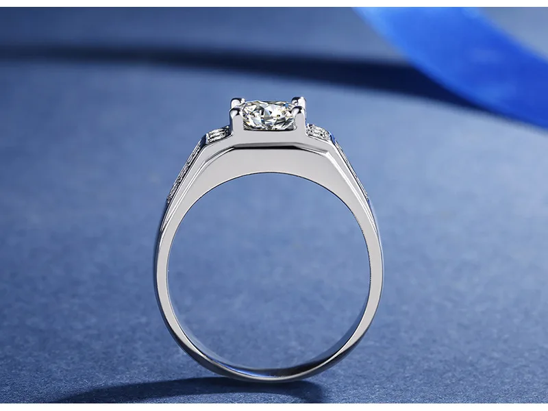 

S925 Silver Color VVS1 Diamond Ring Jewelry for Men Anillos De Wedding Bizuteria White Topaz Gemstone Diamond Jewelry Ring Men