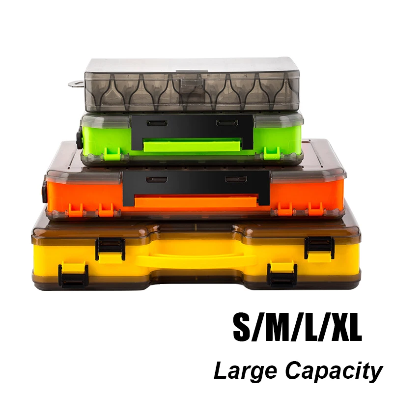

Portable Fishing Tackle Box Double-decker Large Capacity Fishing Gear Bait Lure Hook Tool Accessories Storage Box 4 Sizes
