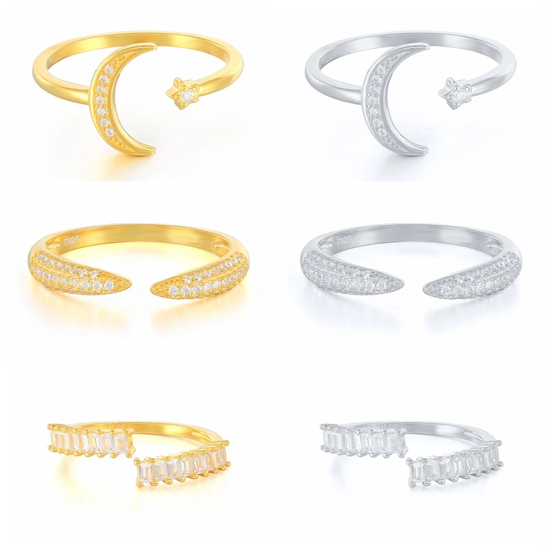 Кольцо женское открытое из серебра 925 пробы с паве кристаллов |