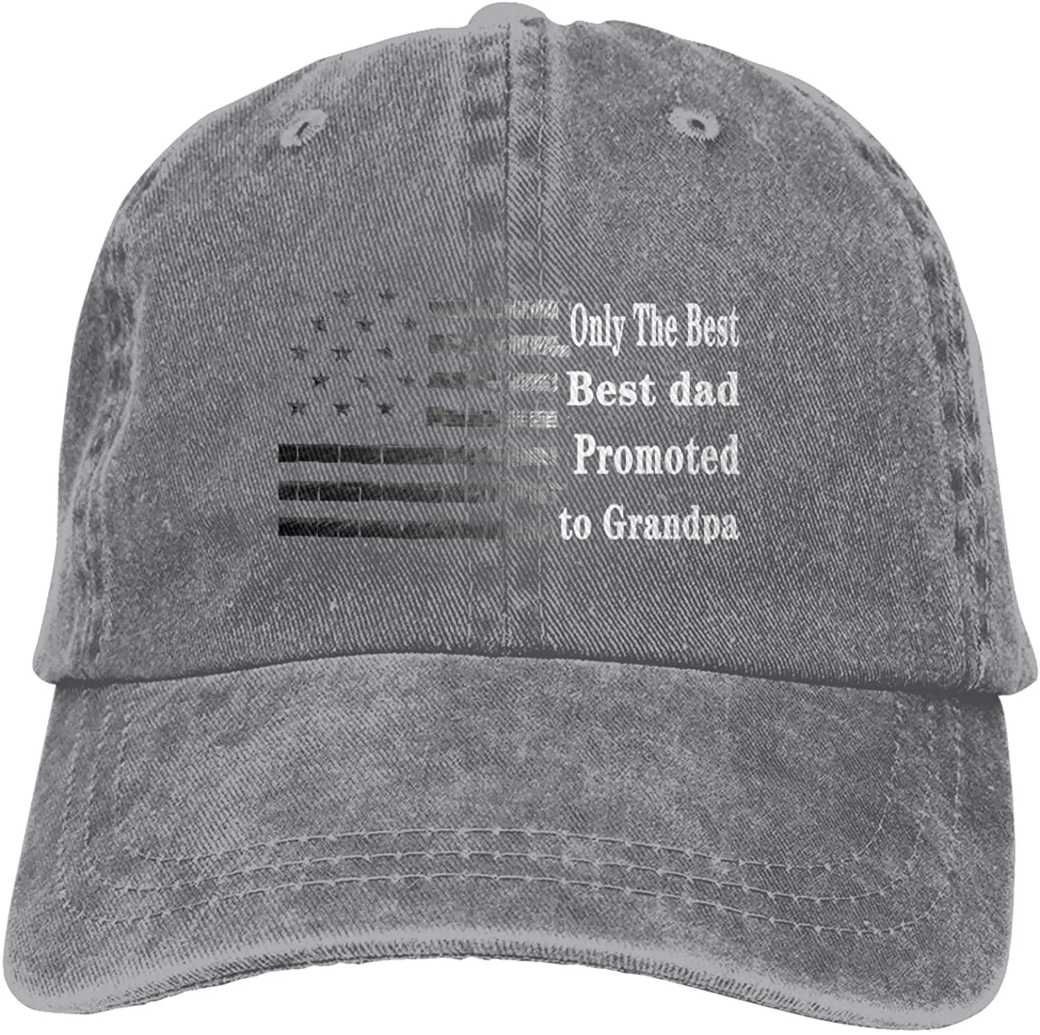 

Best Dad Promoted to Grand Grandpa Sports Denim Cap Adjustable Unisex Plain Baseball Cowboy Snapback Hat