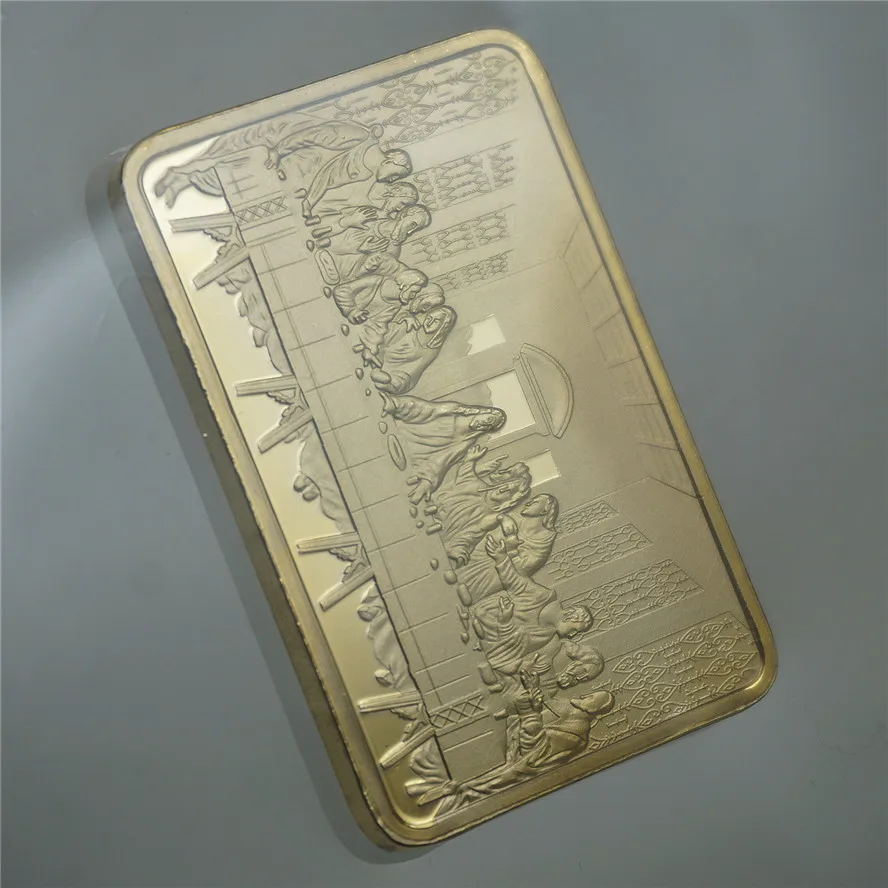 Квадратные монеты Иисуса золотого цвета для коллекционирования позолоченные