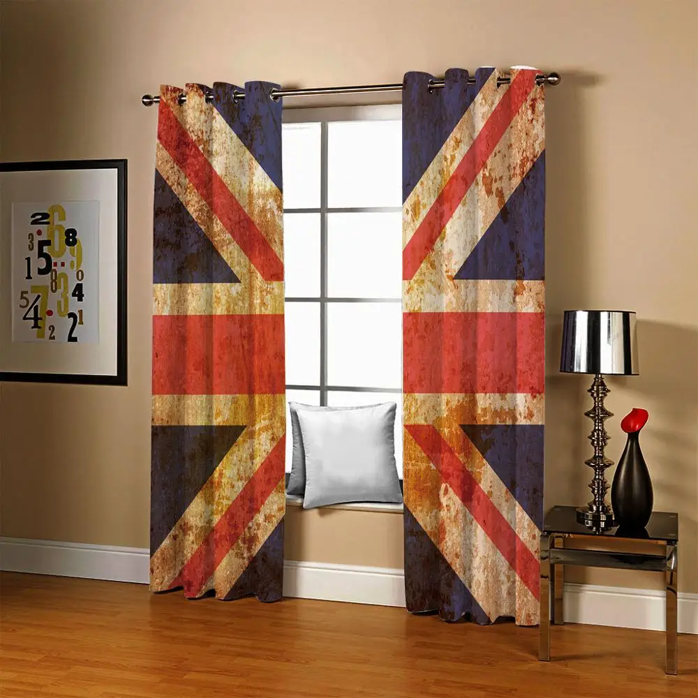 Занавески с 2 панелями тканевые шторы блокировкой и 3D принтом флага