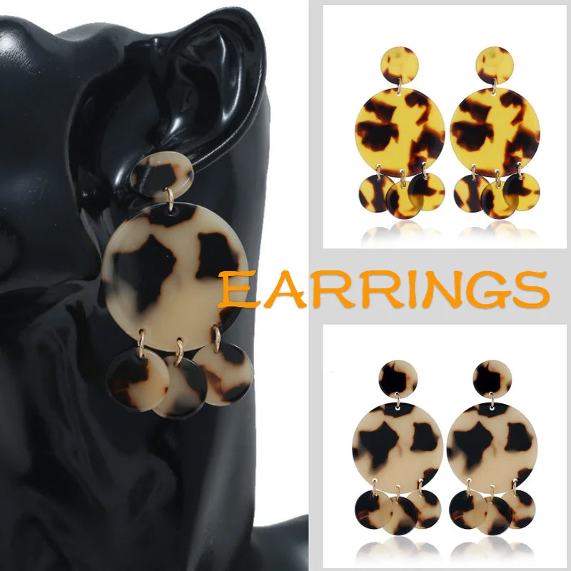 

Acrylic Disc Pendant Leopard Print Earrings for Women Jewelry Birthday Gift