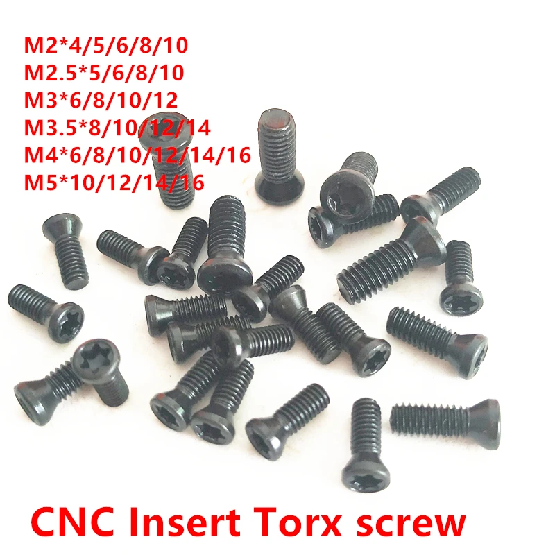 

100 шт. M2 M2.5 M3 M3.5 M4 M5 Винт Torx с ЧПУ для замены твердосплавных вставок Режущий стержень Токарный станок Винт 12,9 легированная сталь