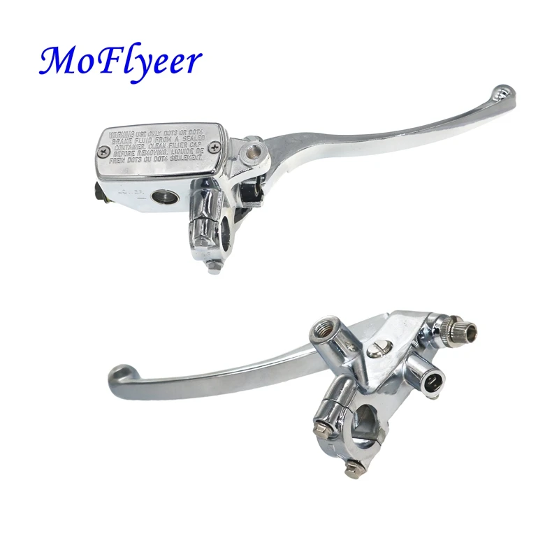 

MoFlyeer 7/8" 22mm Motorcycle Front Silver Left Right Brake Master Cylinder Motorbike Hydraulic Brake Pump Lever For Honda