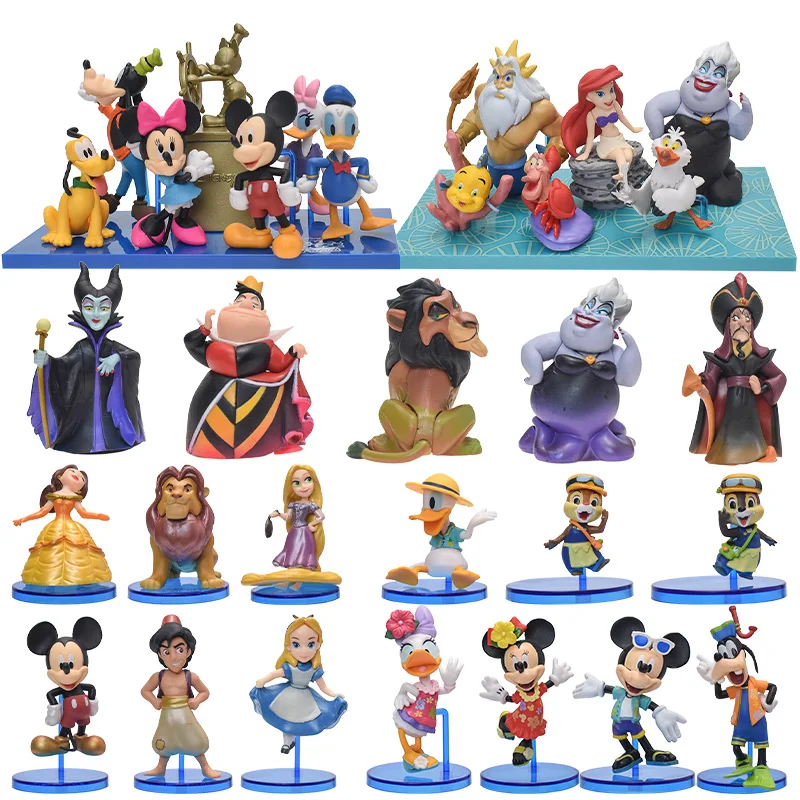 

Disney Princess Figure Mickey Mouse Clubhouse The Little Mermaid Evil Tiger Lion Jasmine Action Figures Model Toys 5-8pcs/set