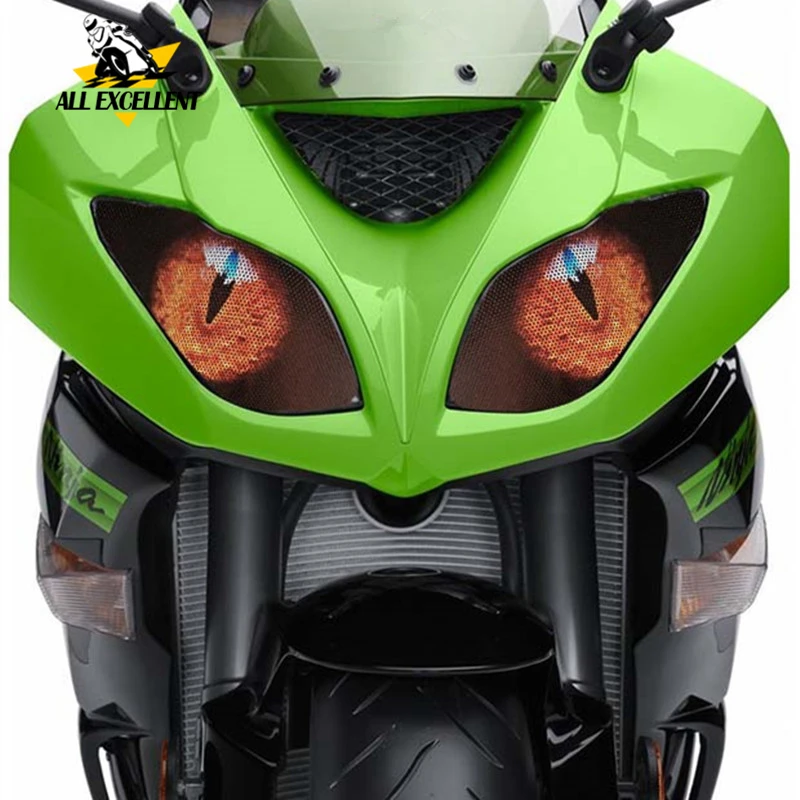 

Наклейки на фары мотоцикла, пленка для Kawasaki ZX-6R 2009-2018, глаза животных