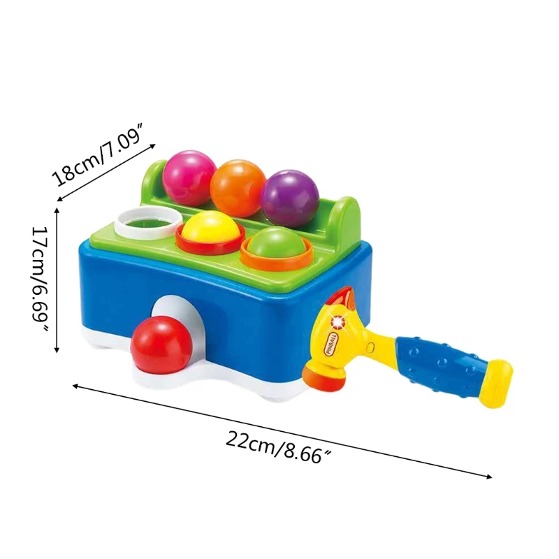 

Kids Hammer Table Ball Pounding Toy with Sound Effects Electric Music Children Early Learning Educational Game for 0-3 Years Old