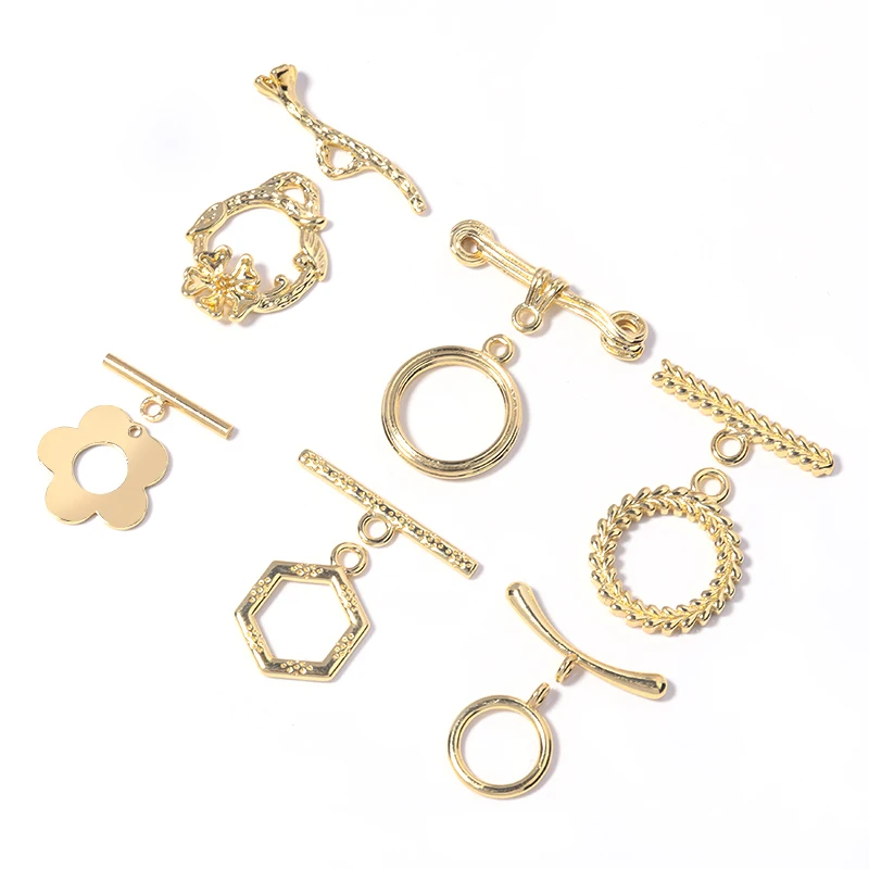 

4 Set Plating Real Gold Irregular Curved OT Clasps Toggle Clasp Connector for Bracelet Necklace Handmade Jewelry Making Supplies