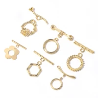 4 set plating real gold irregular curved ot clasps toggle clasp connector for bracelet necklace handmade jewelry making supplies