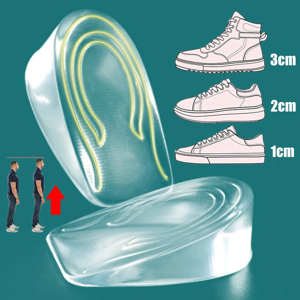 Silicone Gel Half Insoles for Women Shoes Heel Lift Inserts Plantar Fasciitis Height Increase Insoles for Men Sneakers Shoe Pads