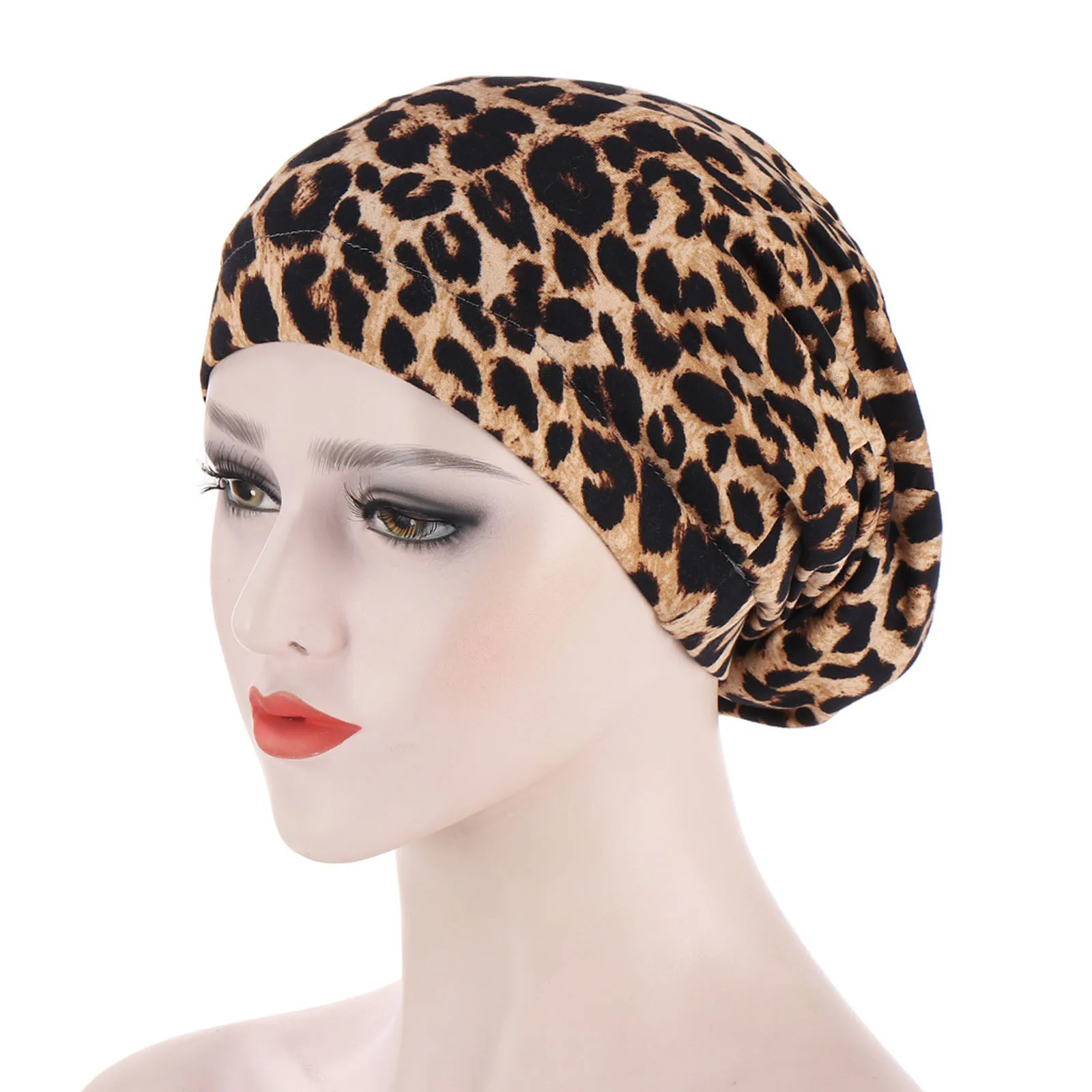 

Women Print Muslim Turban Caps India Hat Stretch Lace Hijab Scarf Ruffle Cancer Chemo Beanie Headscarf Hair Loss Head Wra #W3