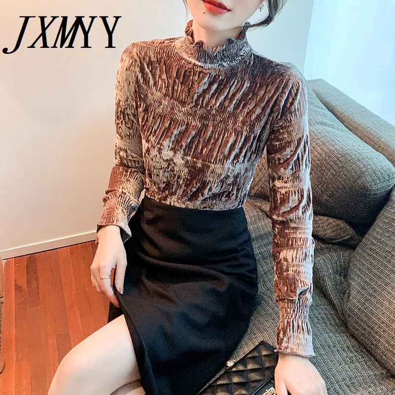 JXMYY 2021 Осень-Зима Новая мода подходящая ко всему приталенная золотистая