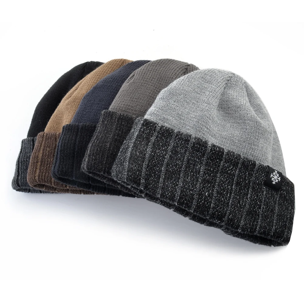 

Men's Doulbe Layer Beanies Thick warm Hats Winter Knitted wool Skullies Outdoor skiing Beanie Hat Casual Knitting Bonnet Cap