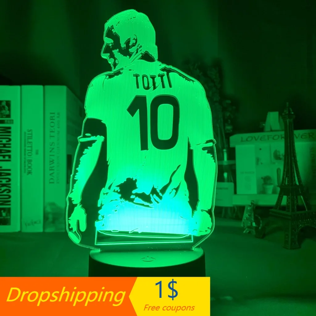 3d лампа для футбола Франческо Тотти задний вид акриловый ночсветильник декора
