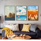 Картина маслом, пейзаж природы, растения, холст, живопись, дизайн интерьера, Скандинавская картина на стену, принты и постер для украшения спальни