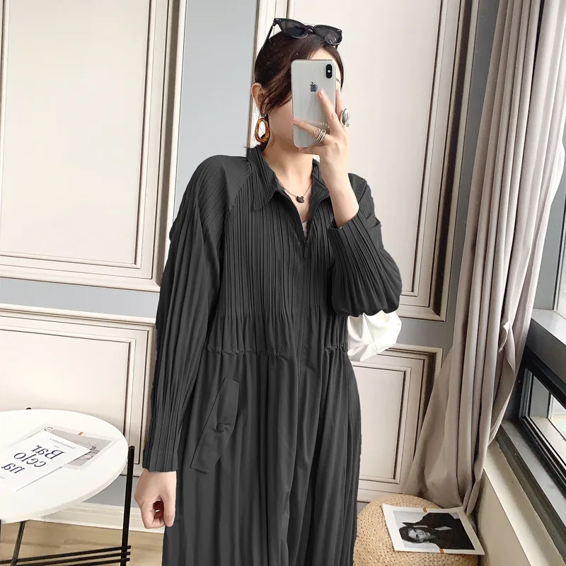 

Pleated Women's New Design 2020 Loose And Thin Women's Long Windbreaker