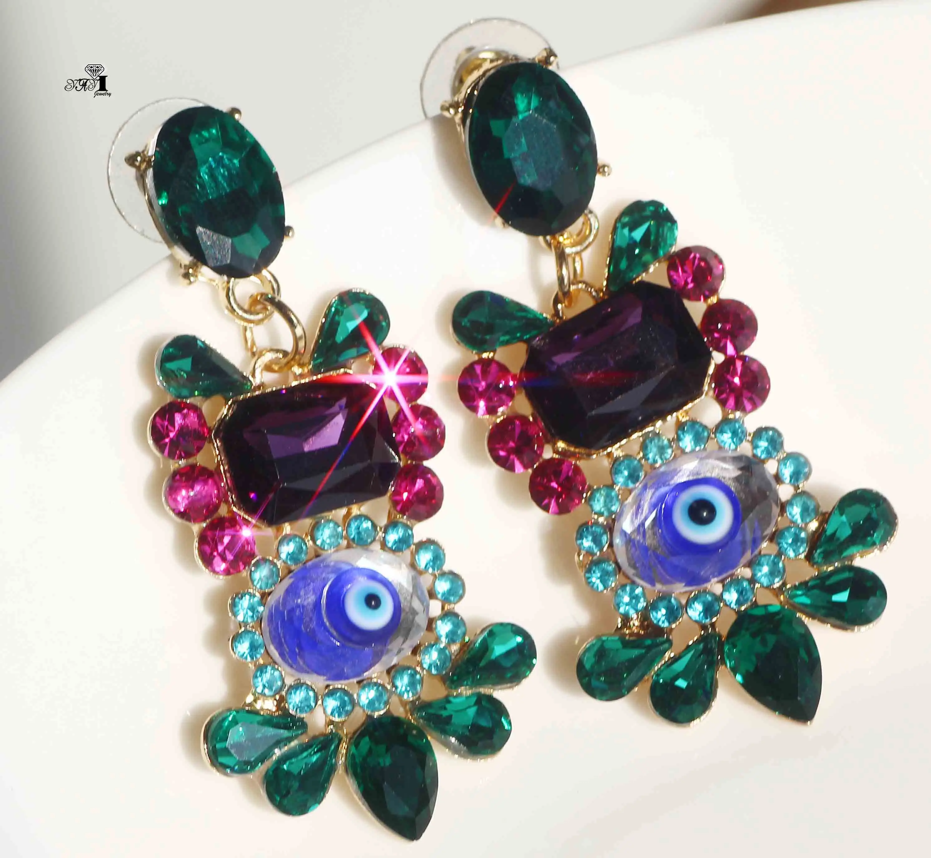 Ювелирные изделия YaYi модная разноцветная стекла жемчужные серьги с украшением в