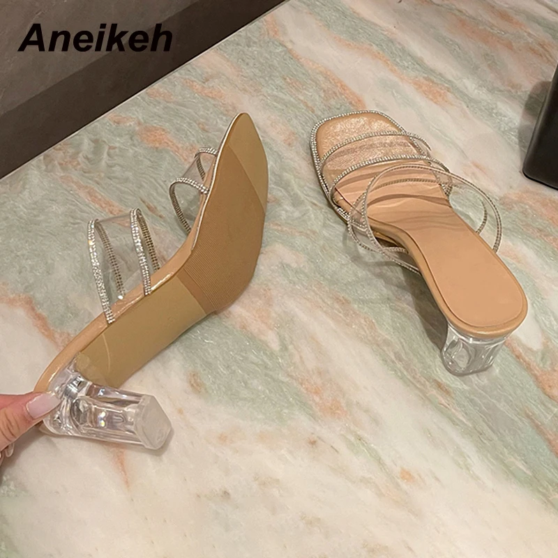 

Aneikeh 2021 Summer Concise Lace-Up Women's Sandals Sexy PU Thin Heels Cross-Tied Rome Party Ankle Strap Sandalias Size 35-41