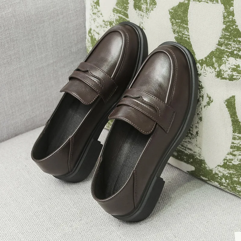 

Korean Shoes British Style Casual Female Sneakers Dress Flats Women Oxfords Round Toe Loafers With Fur Slip-on All-Match 2021 Pr