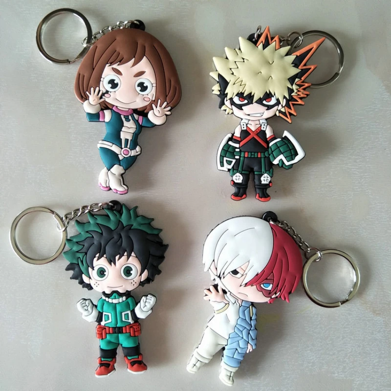 

1 Pcs New Anime My Hero Academia Keychains PVC Cartoon Figure Pendant Keyrings Kids Trinket Gift Key Holder Figure Toys