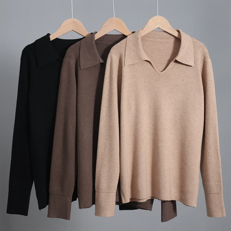 GIGOGOU Turn Down Collar Women's Sweater Autumn Winter Thick Warm Pullovers Top Long Sleeve Female Jumper Knitted Mujer Jersey | Женская