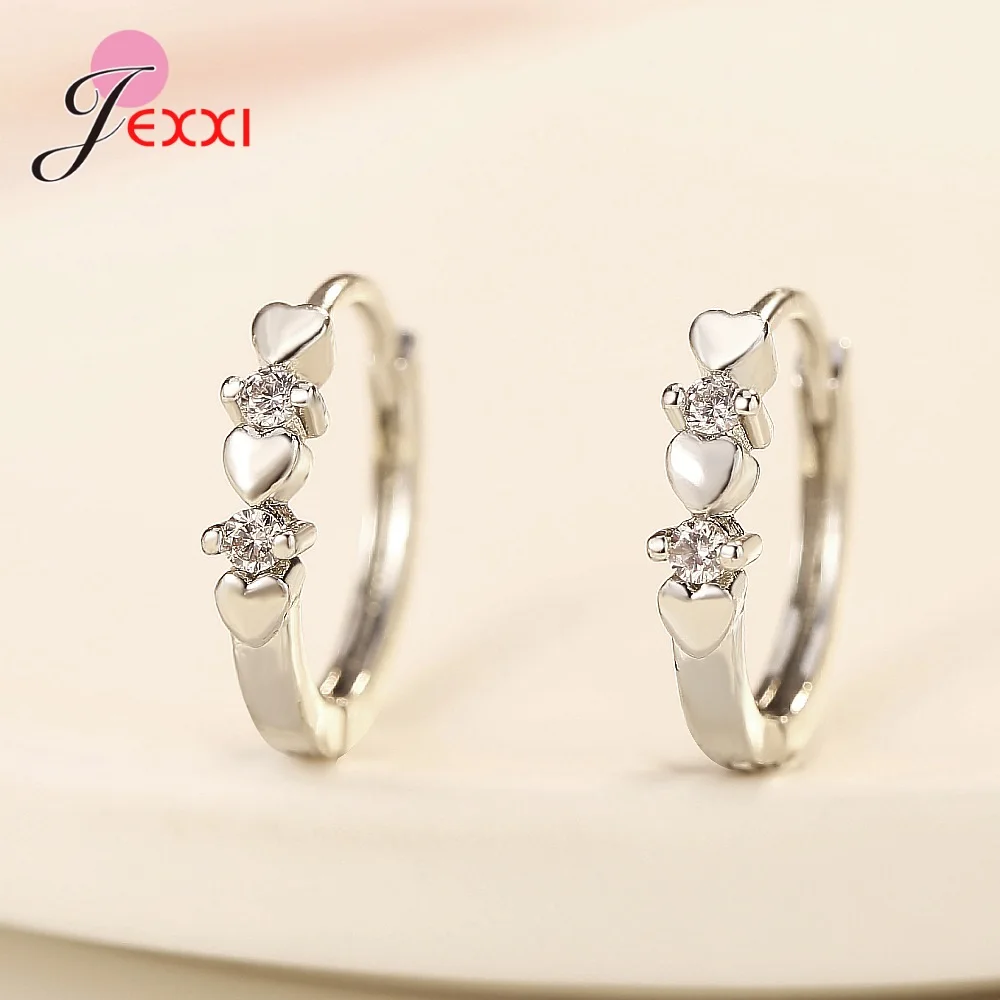 

Trendy Elegant 925 Sterling Silver Heart Hoop Earrings For Women Girl Charming Simple Cubic Zirconia Ear Hoops Jewelry