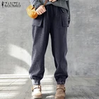 Женские вельветовые брюки ZANZEA, винтажные повседневные женские прямые брюки с высокой талией, Осень-зима 2021