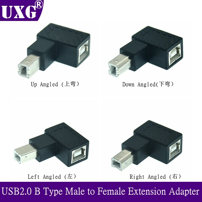 Вверх вниз левый правый угловой 90 градусов USB 2 0 B Тип штекер гнездо удлинитель