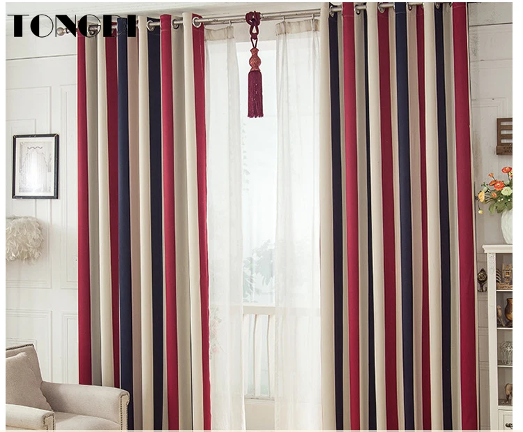 TONGDI затемняющие шторы в полоску элегантное Радужное украшение с принтом для