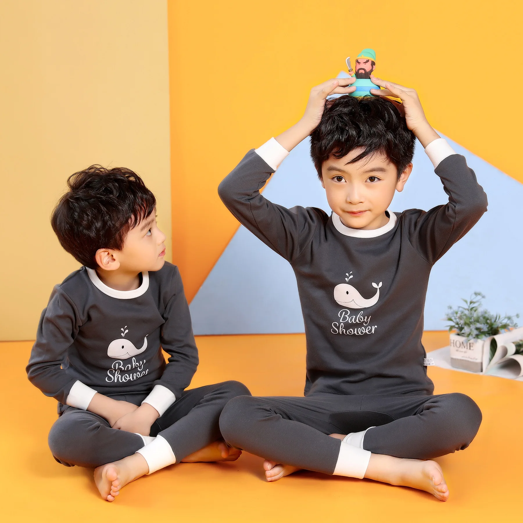 Зимние Детские пижамы для мальчиков и девочек хлопковая одежда сна пижамные