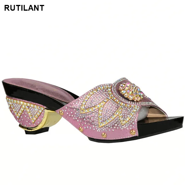 Туфли женские в нигерийском стиле пикантные сандалии украшенные открытым носком