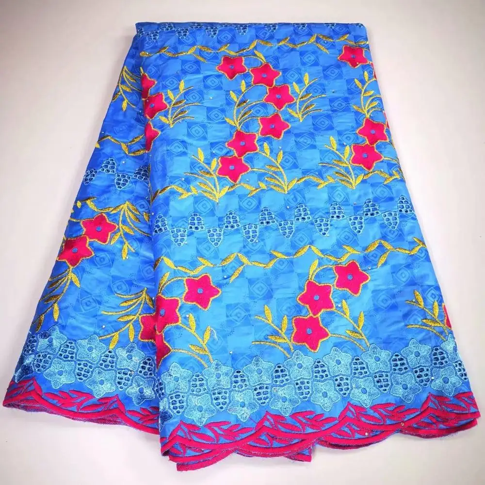 

Nice Black With Flower Embroidery African Cotton Bazin Riche Lace Fabric For Dress YBR13 (5Yards/lot)