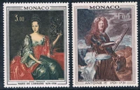 2pcsset new monaco post stamp 1972 royal figure painting 5 sculpture stamps mnh