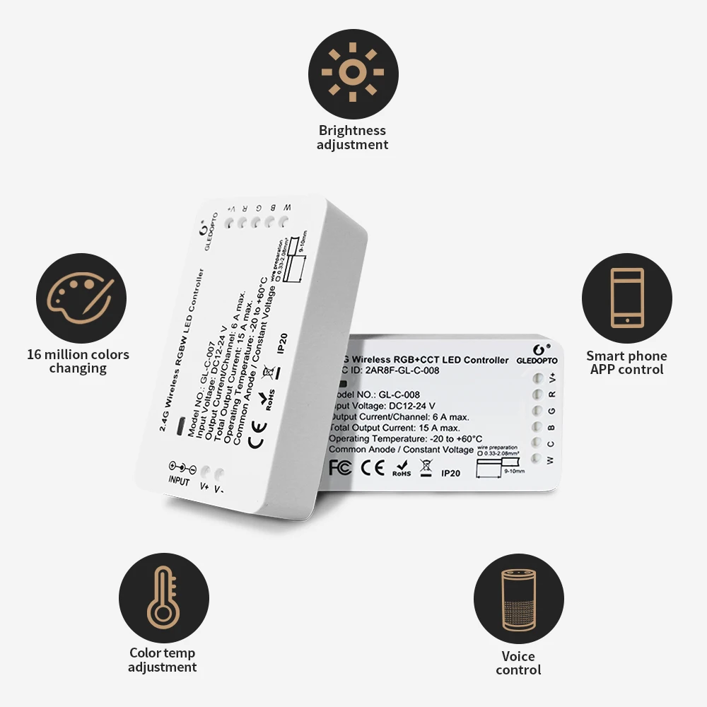 Smart Home Zigbee контроллер совместим с эффектом эхо плюс Smartthings голос RGB + CCT Цвет DC12-24V
