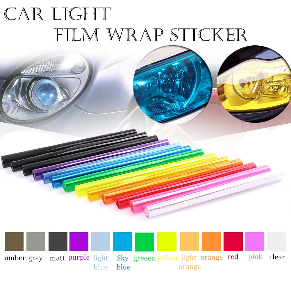 

Automobile Sticker Self-Adhesive Self Selective Vinyl Film Tint Wrap Cover Universal For All Headlights Fog Lamps 12" x 60"