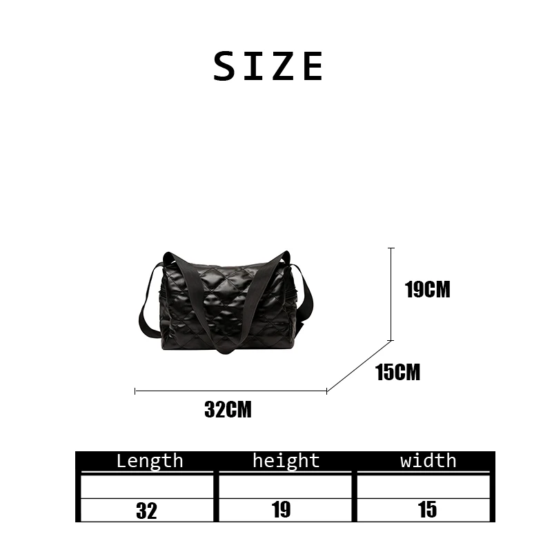 

Women Fashion Travel Bag 2020 Ladies Autumn Winter Simple Design Rhombic Lattice Wide Nylon Strap Crossbody Shoulder Bag