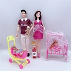 Кукольные костюмы для семьи на 6 человек, мамаПапасынмалышКелликоляска, модные игрушки для девочек, куклы детские игрушки для беременных, подарок на день рождения