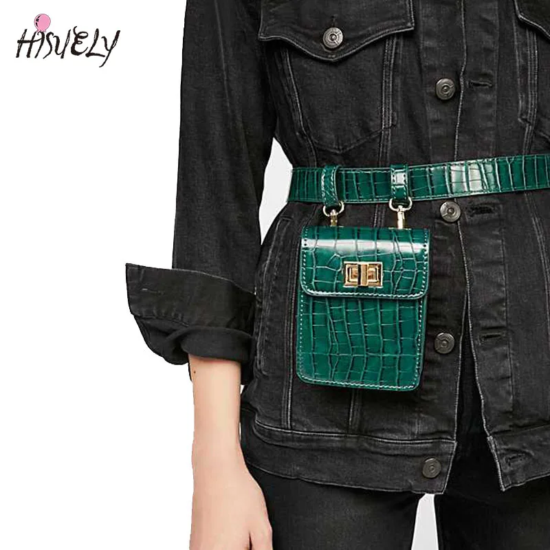 HISUELY популярная поясная сумка в стиле ретро мессенджер из крокодиловой кожи