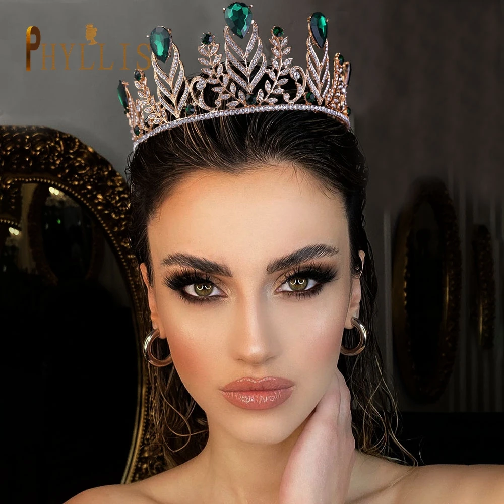 

A118 Luxury Bridal Tiaras Crown Big Wedding Hair Jewelry Crystal Headwear Vintage Baroque Headband Women Prom Pageant Headdress